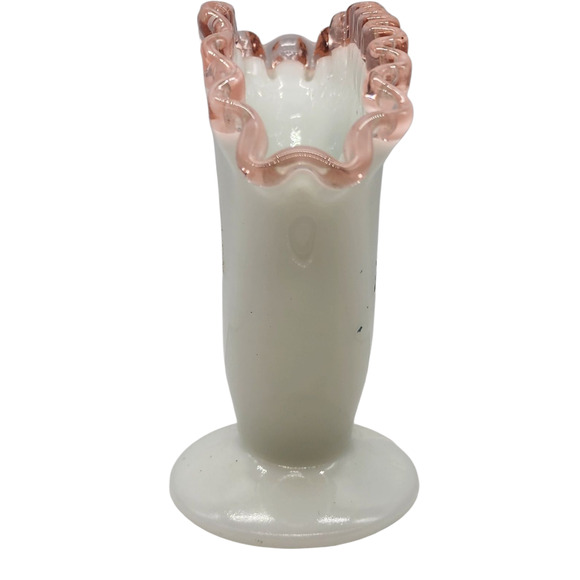 VINTAGE FENTON 36 Rosecrest Decorated Fan Vase - Picture 4 of 7